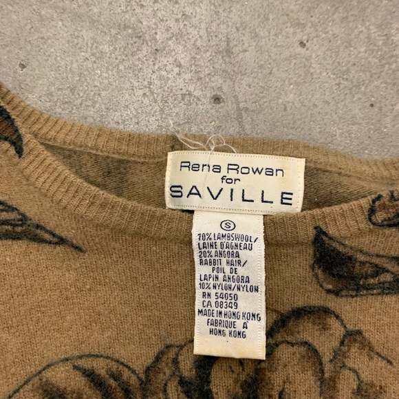 Vintage Rena Rowan lambs wool angora Floral Print Sweater - Picture 3 of 3